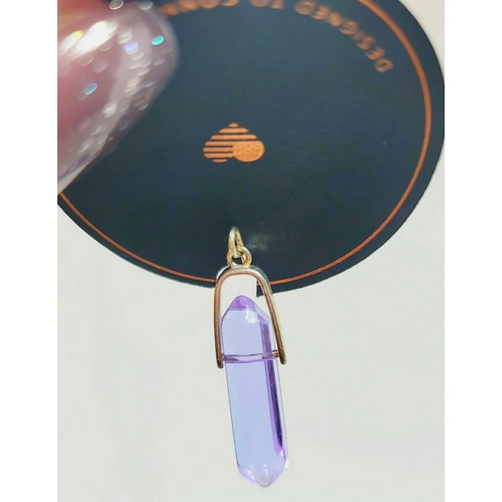Alex and Ani Lavender Glass Pendant New in Box 925 Silver